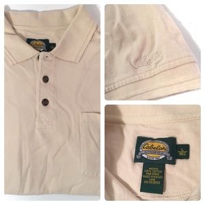 Cabela’s Mens Large Cream Polo Shirt With Pocket